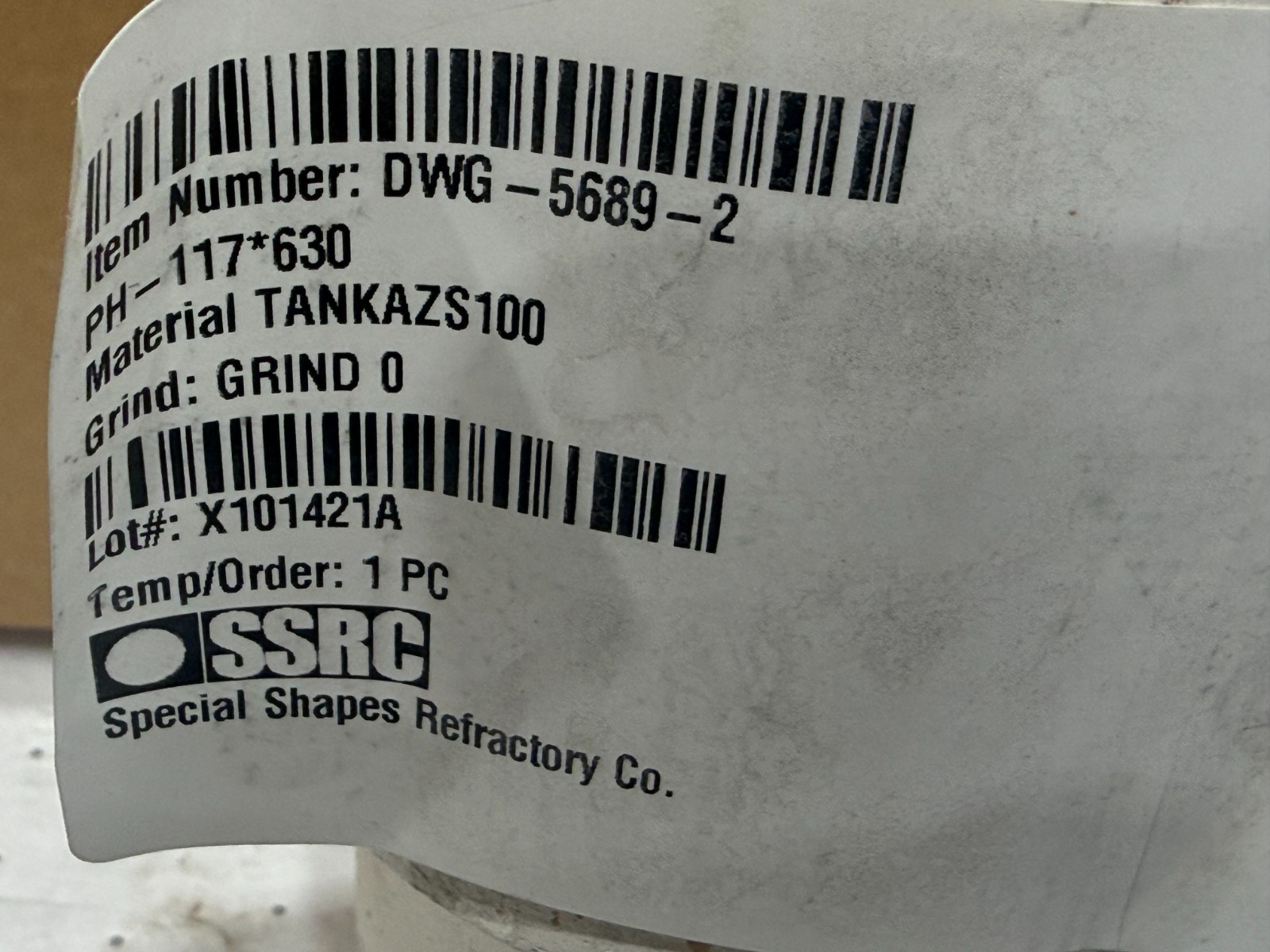 PH-117 Tank AZS-100M Refractory Plug DWG-5689-2 Forge Furnace Sight Hole NIB 4″