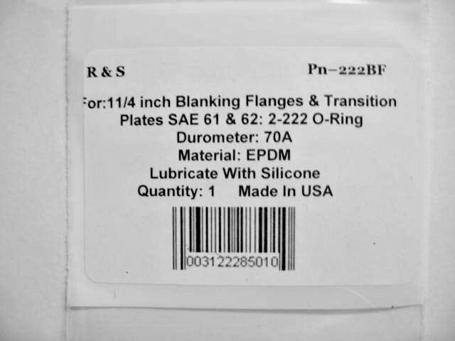 1 1/4 inch Blanking flanges + o-ring 2-222 / SAE 61 & 62 / R&S 222BF / EPDM Mat.