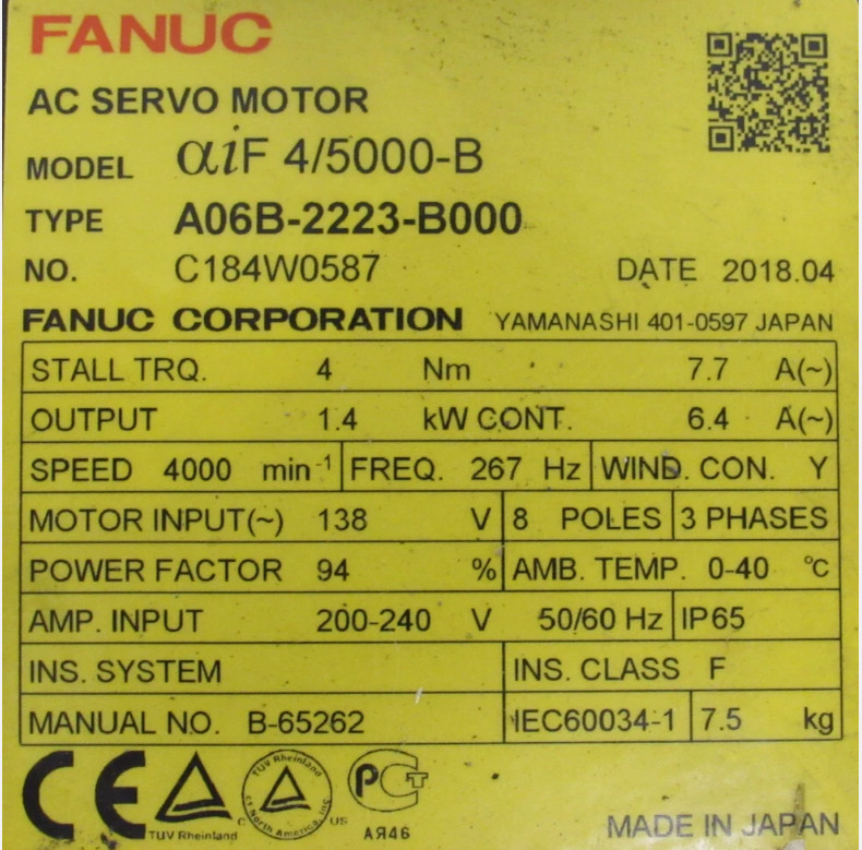 FANUC A06B-2223-B000 Servo Motor