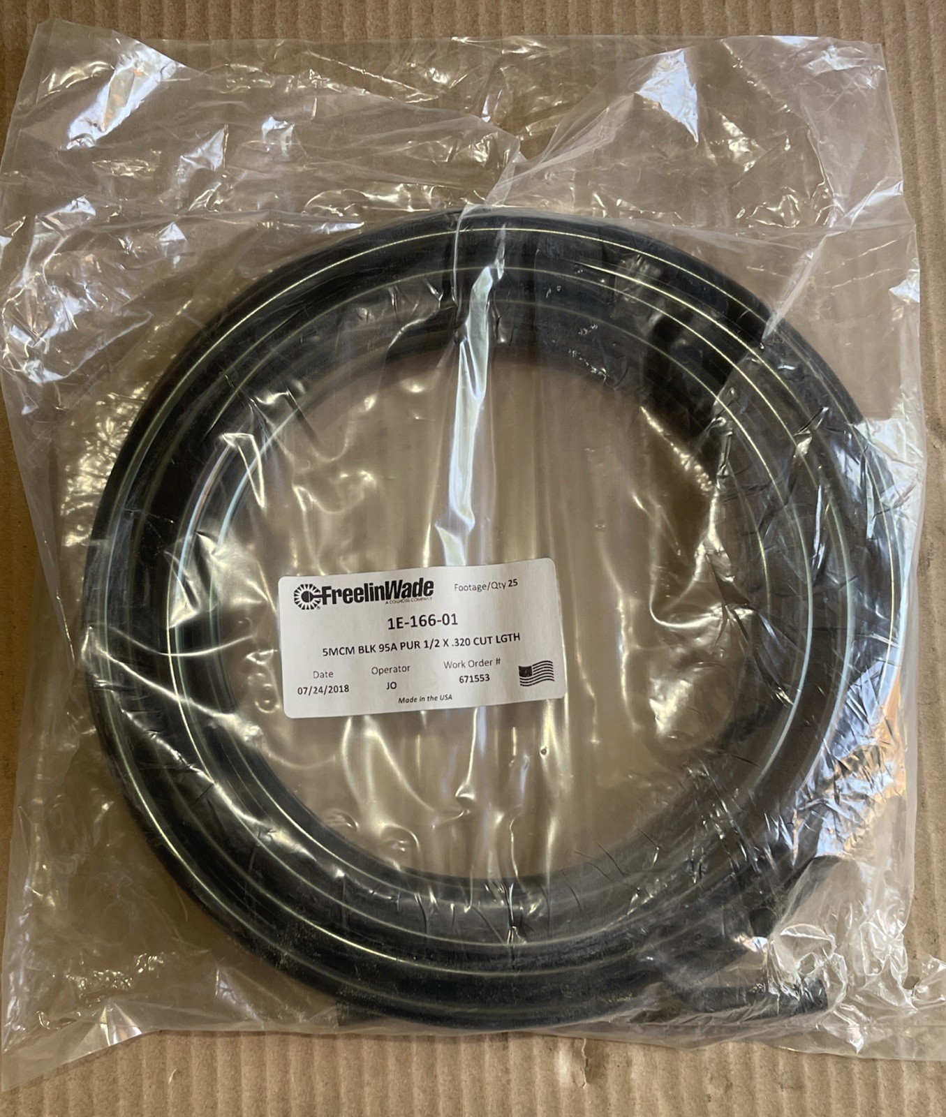 FreelinWade 1E-166-01 5MCM Black Tubing 95A PUR 1/2in X .320 X 25ft