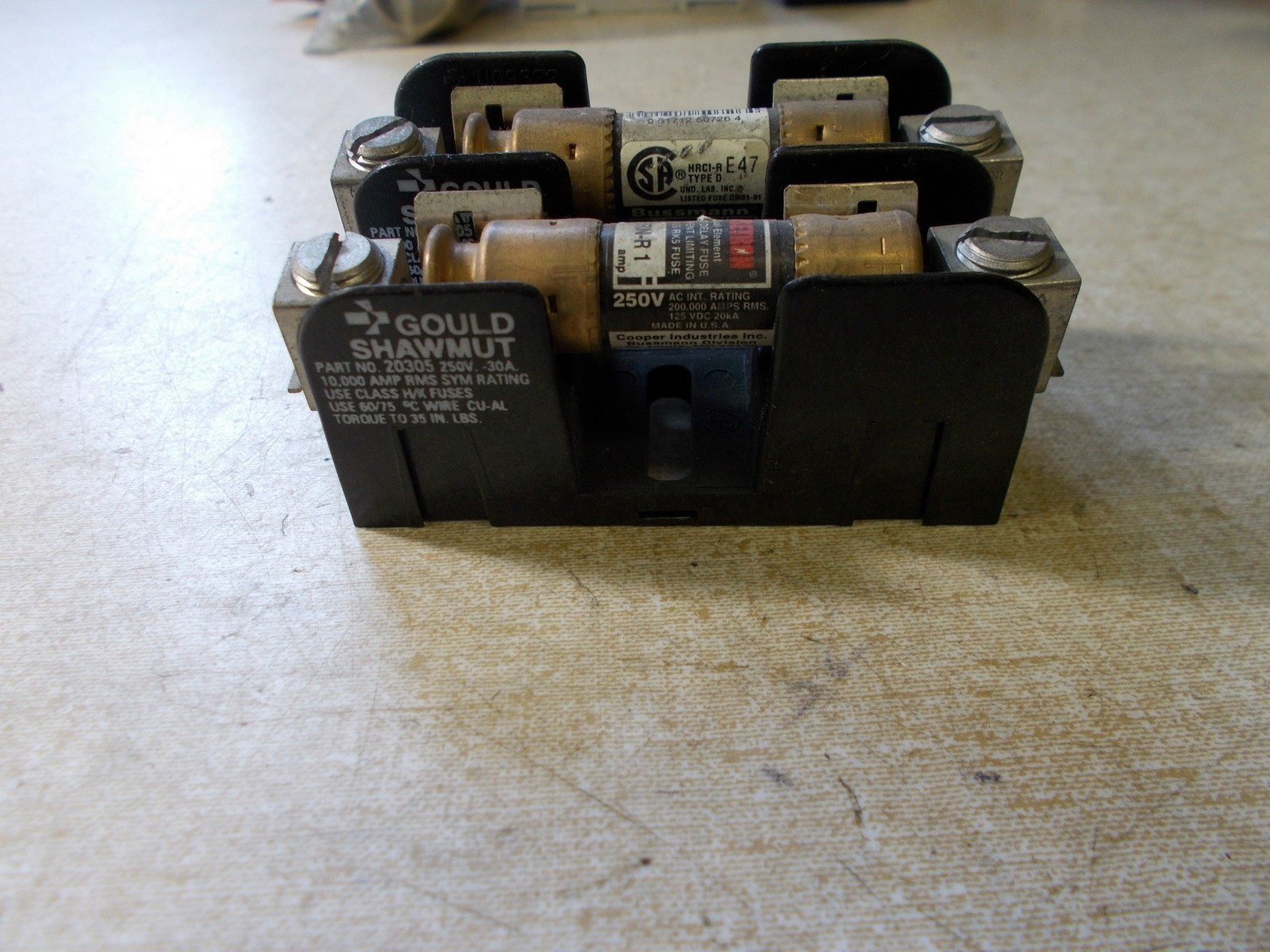 Gould Shawmut 20305 250V 30A w/ 2-Fusetron FRN-R-1 Fuses *FREE SHIPPING*