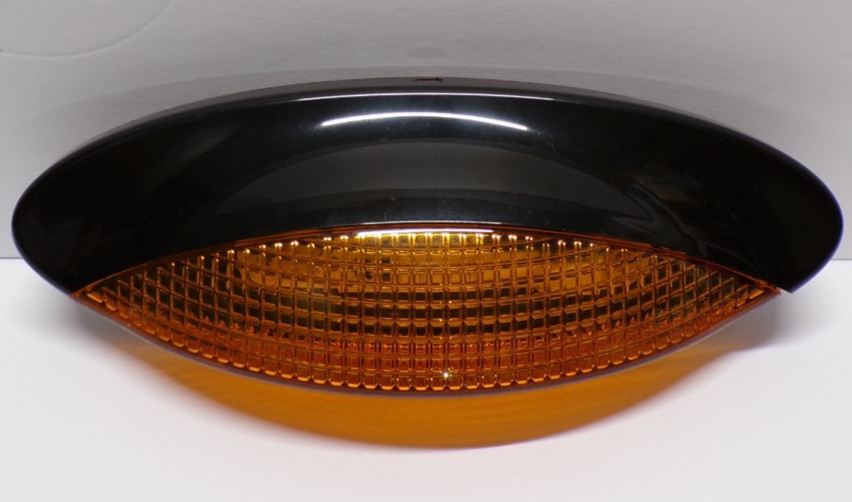 Grote RV LED Porch Light Euro Amber Lens Camper RV Trailer Black Exterior 12V