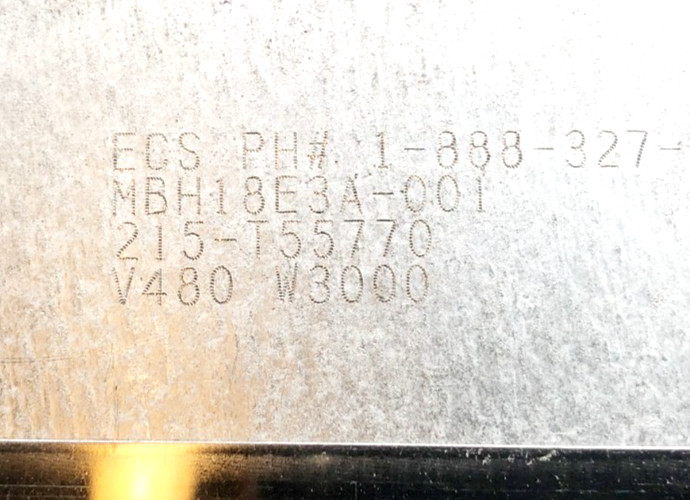 New ECS MBH18E3A-001 Heater Band 480V 3000W 215-T55770 18-1/2″ x 3-1/2″