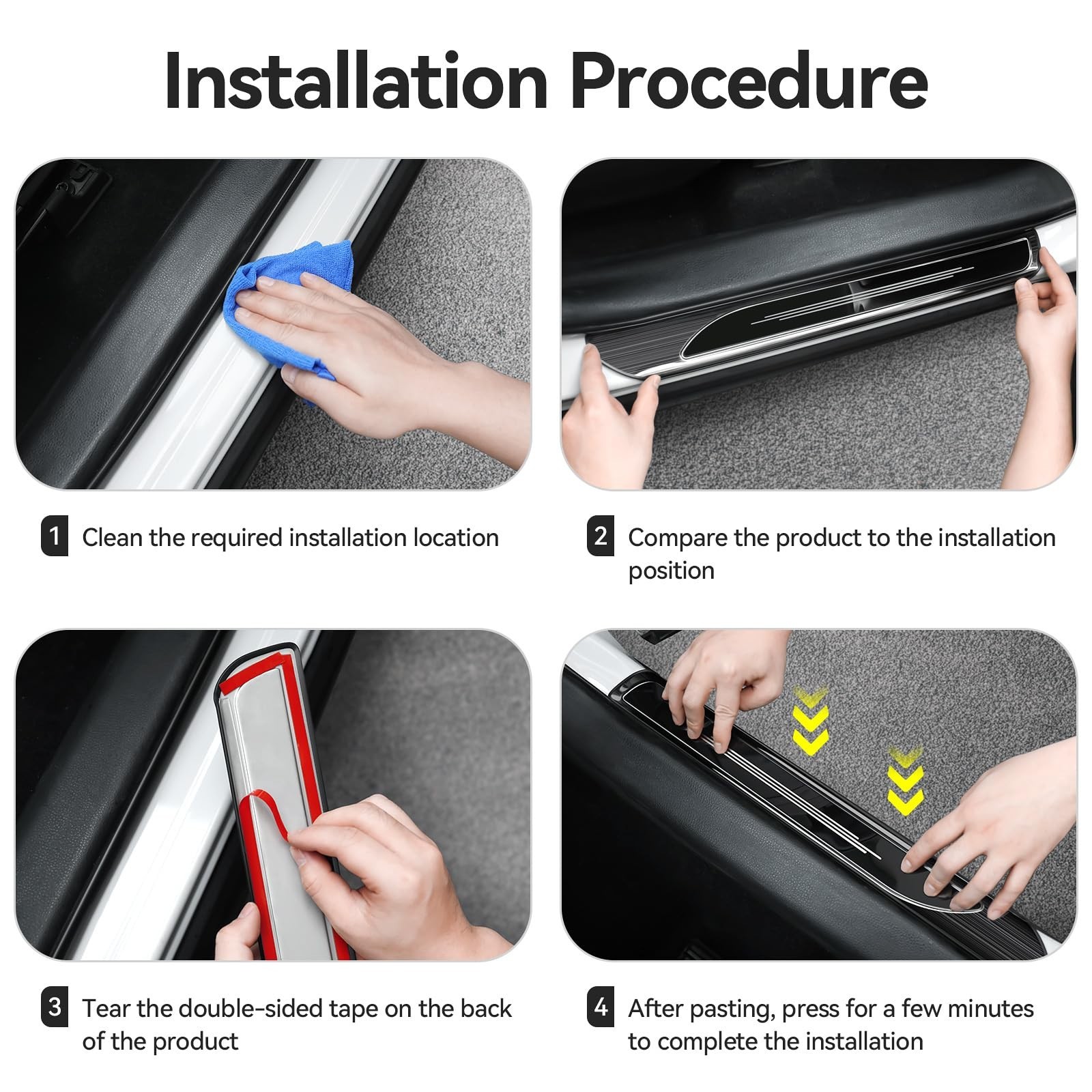 4PCS Door Sill Protector for Toyota 2025 2024 2023 2022 2021 2020 2019 RAV4 H…