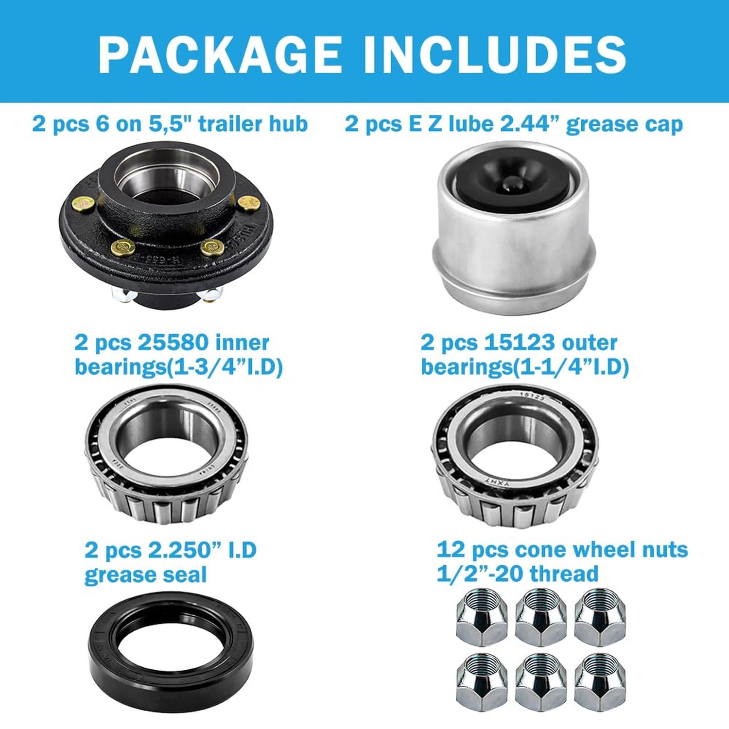 Trailer Idler Hub Kits 6 on 5.5″, 6 Lug Trailer Hub Kits & Round #42 Trailer …