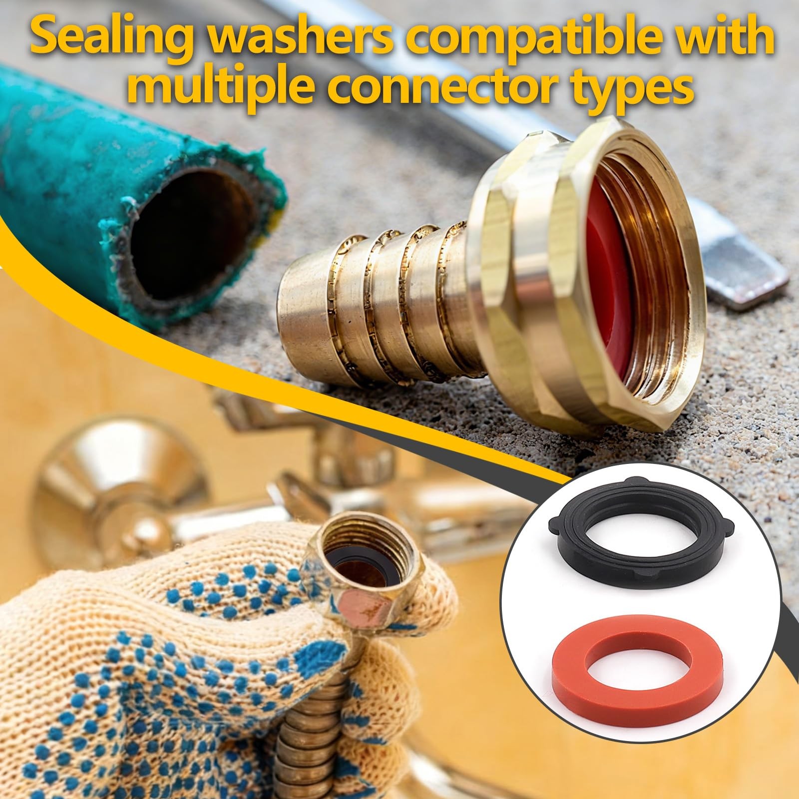 NBRINGO 160 Pieces Hose Bib Washer & Faucet Washers Assorted Kit 14, Black