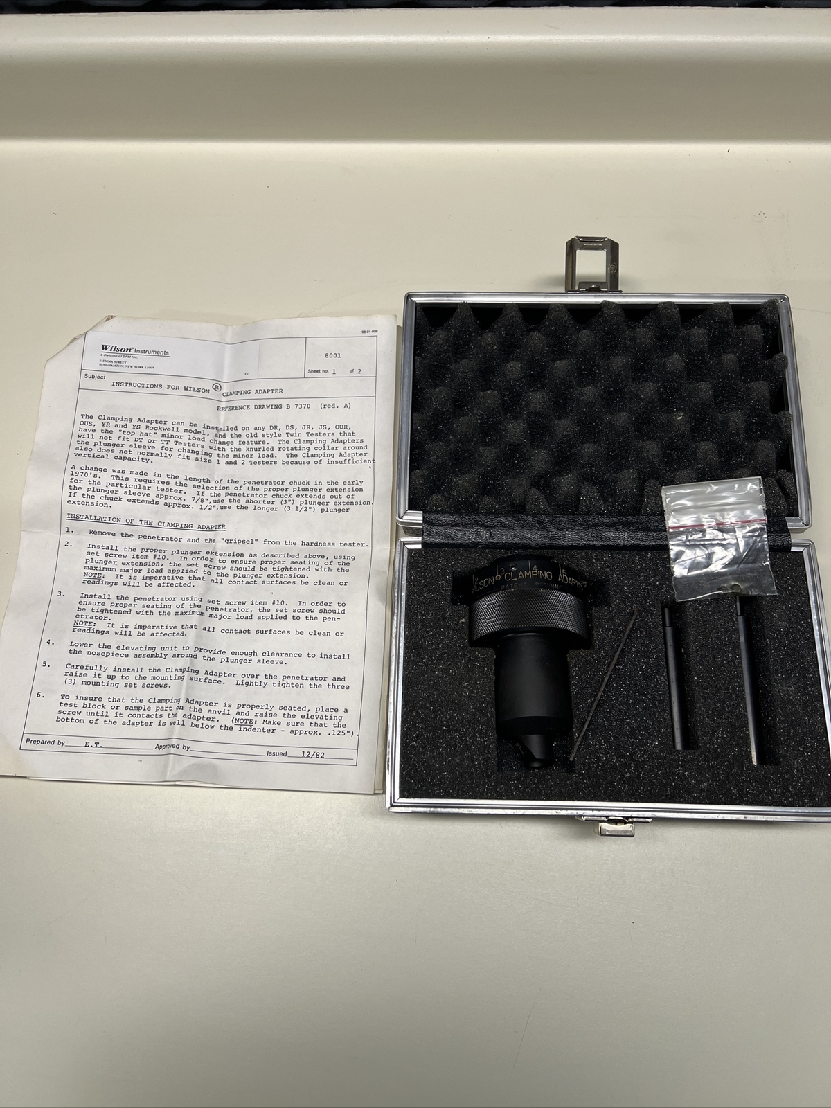 Wilson Mechanical Clamping Adapter ‘N’ Brale Case Complete Instructions #8B