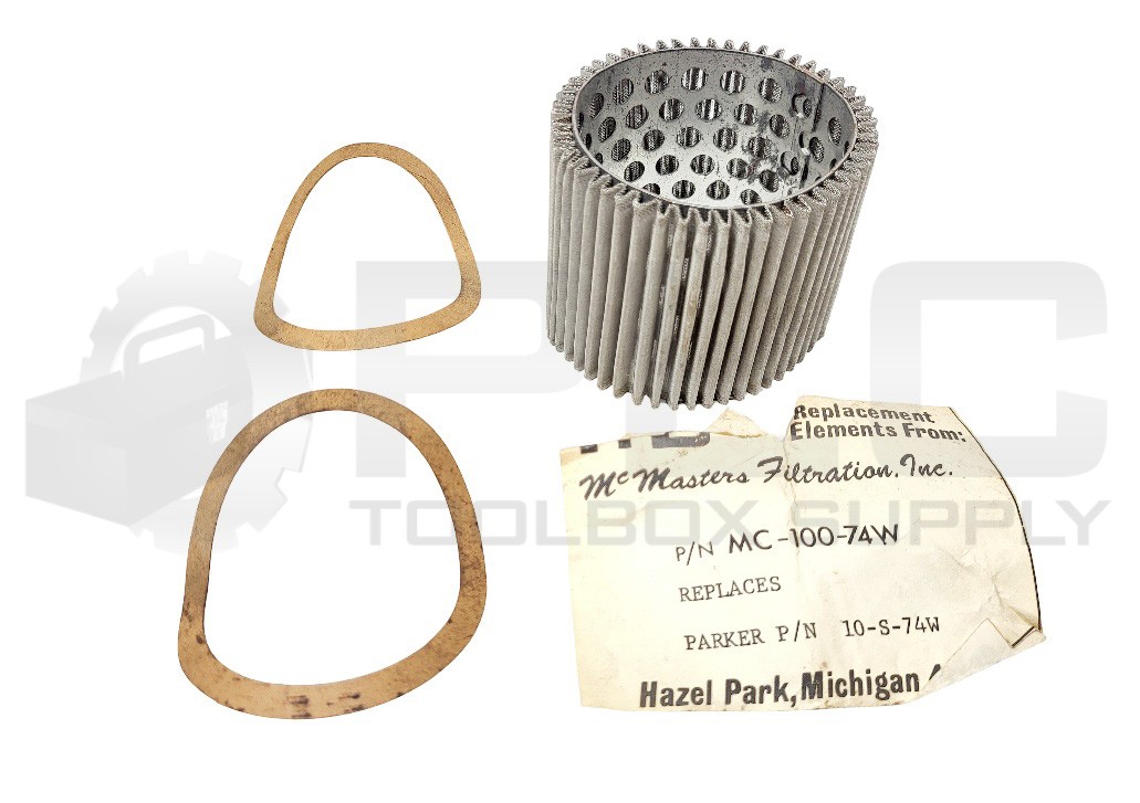 NEW MCMASTERS MC-100-74W HYDRAULIC METAL FITLER ELEMENT W/ GASKETS