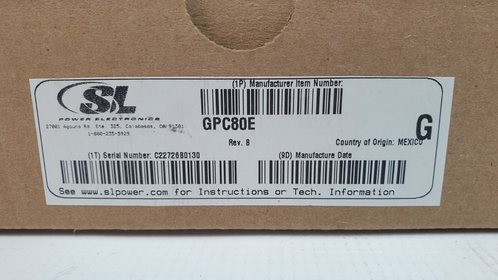 SL Power Electronics Condor GPC80EG Rev. B Power Supply Lumenis