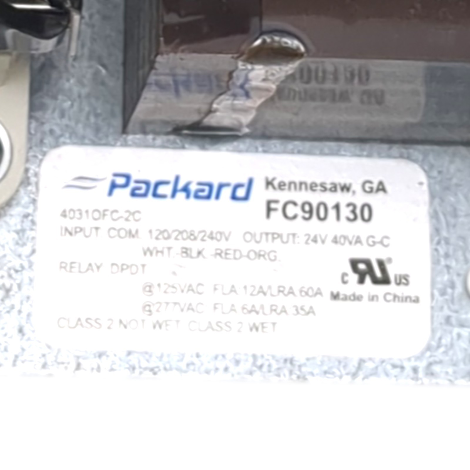 PACKARD FC90130 24010 Fan Control Center 120/208/240V 24V 40VA DPDT