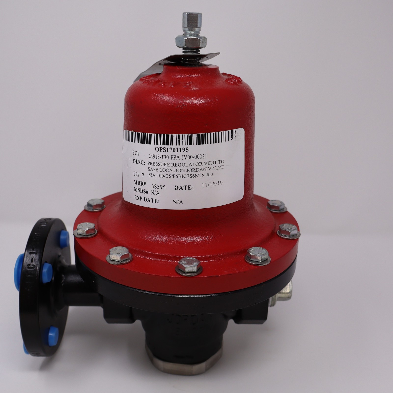 Jordan Valve Mark 58A Back Pressure Regulator 285psi-max CS Body