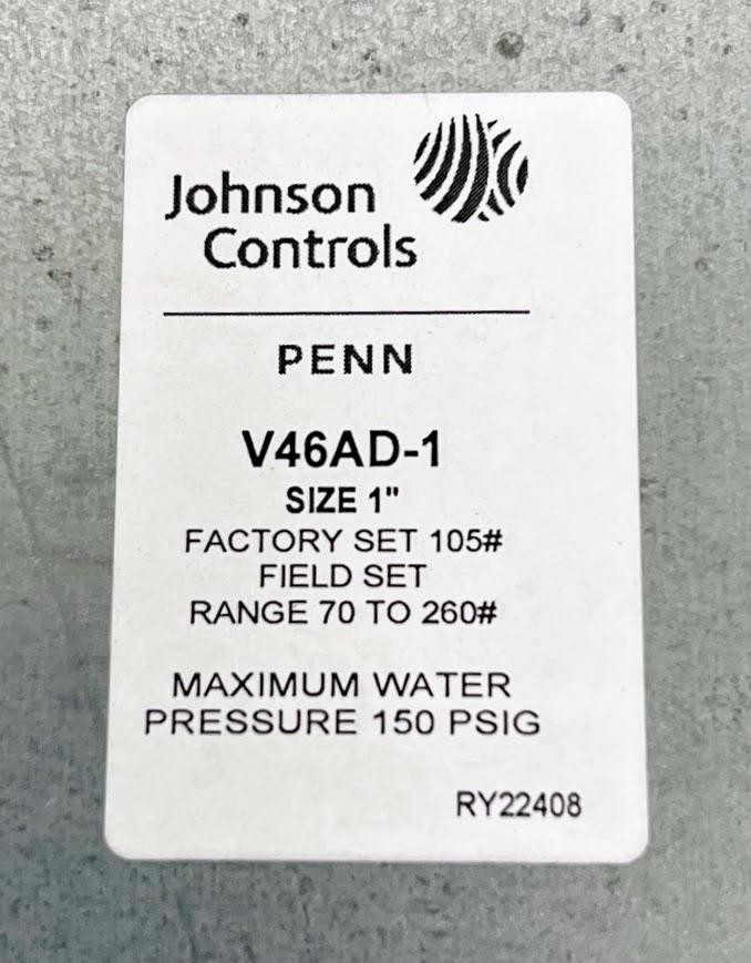 Johnson Controls 1″ V46AD-1C Commercial Pressure Water Reg Valve