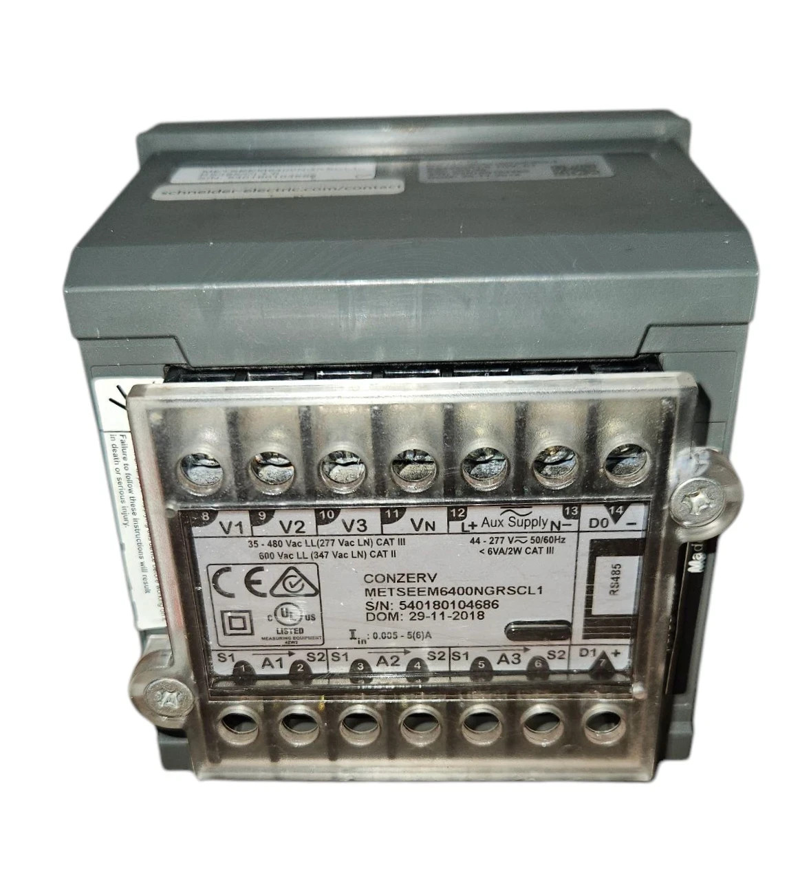 SCHNEIDER ELECTRIC CONZERV EM6400NG POWER AND ENERGY METER METSEEM6400NGRSCL1