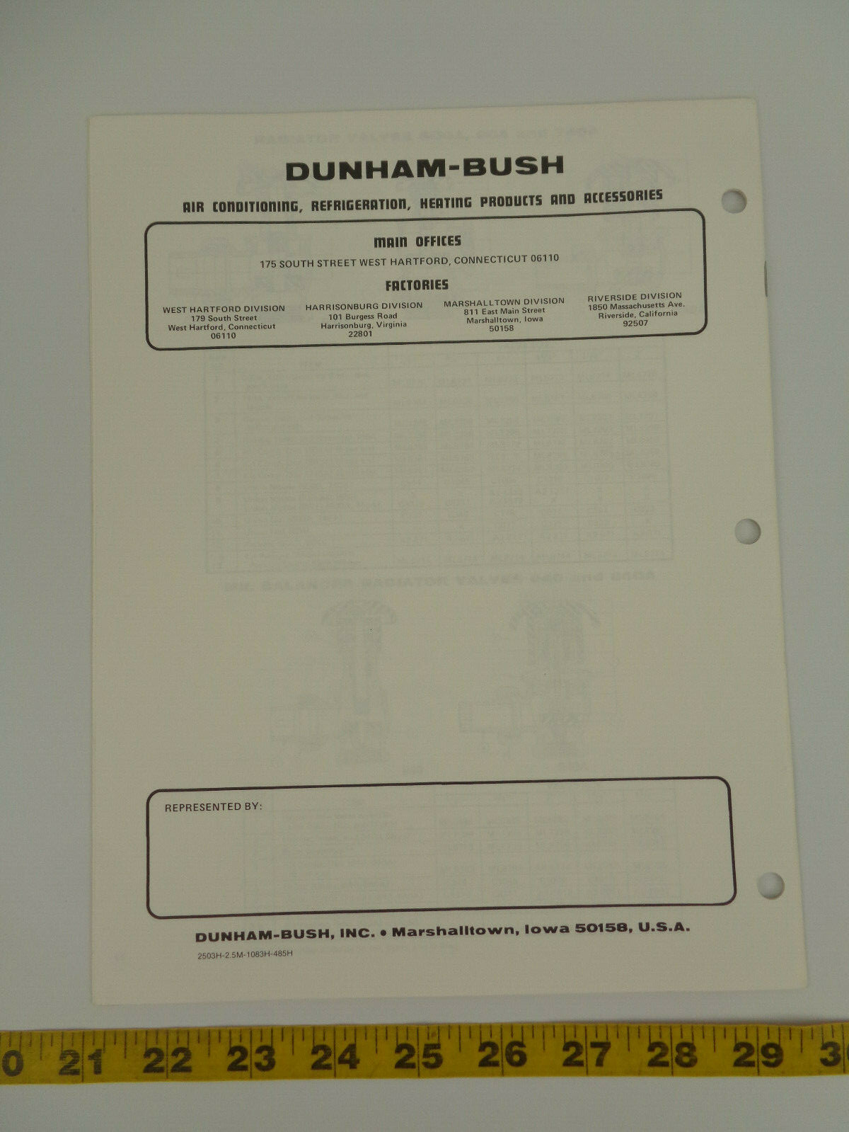 DUNHAM-BUSH Steam Specialties Hot Water Repair Parts Manual Form No. 2503H