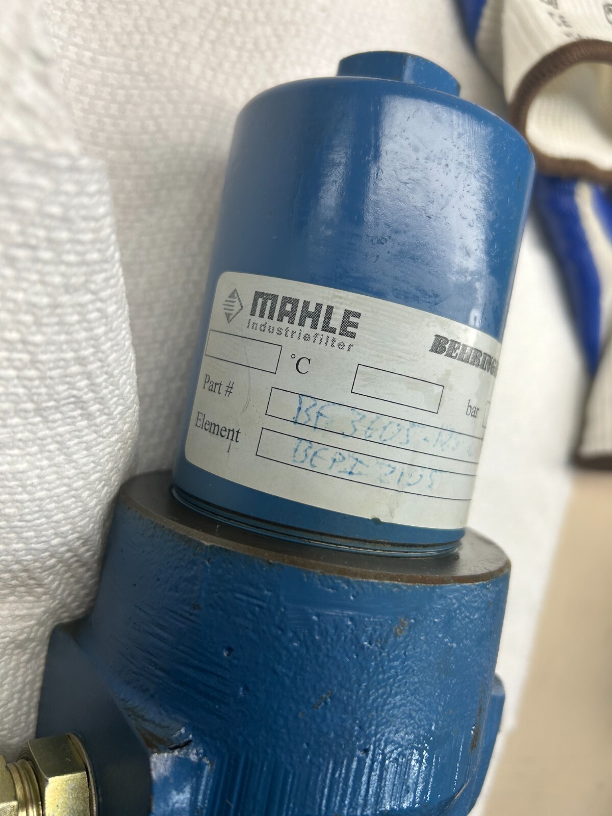 Mahle Industriefilter Behringer BF-3605 (incomplete model #) not legible