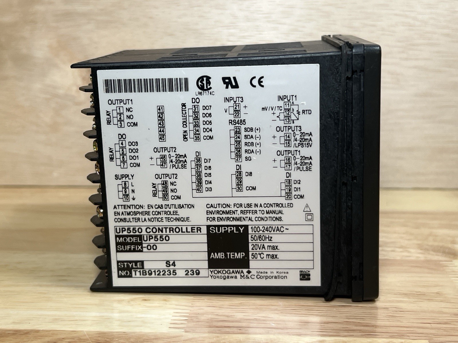Yokogawa UP550-00 UP5500 UP550 Controller 100-240VAC 50/60Hz 20VA max