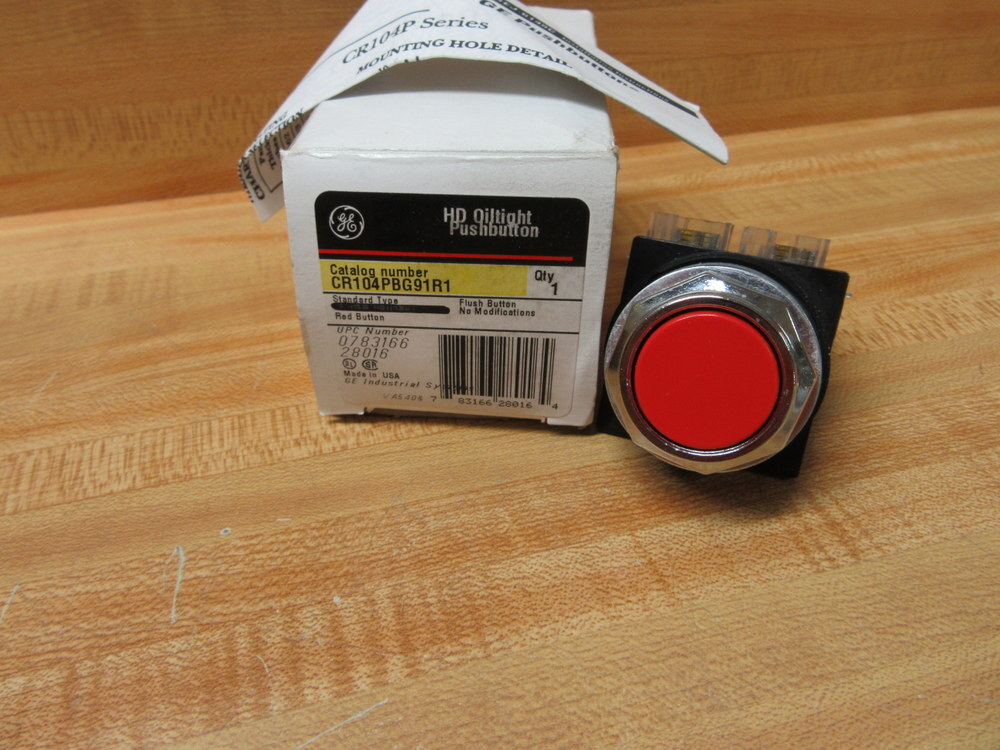General Electric CR104PBG91R1 Red Pushbutton GE