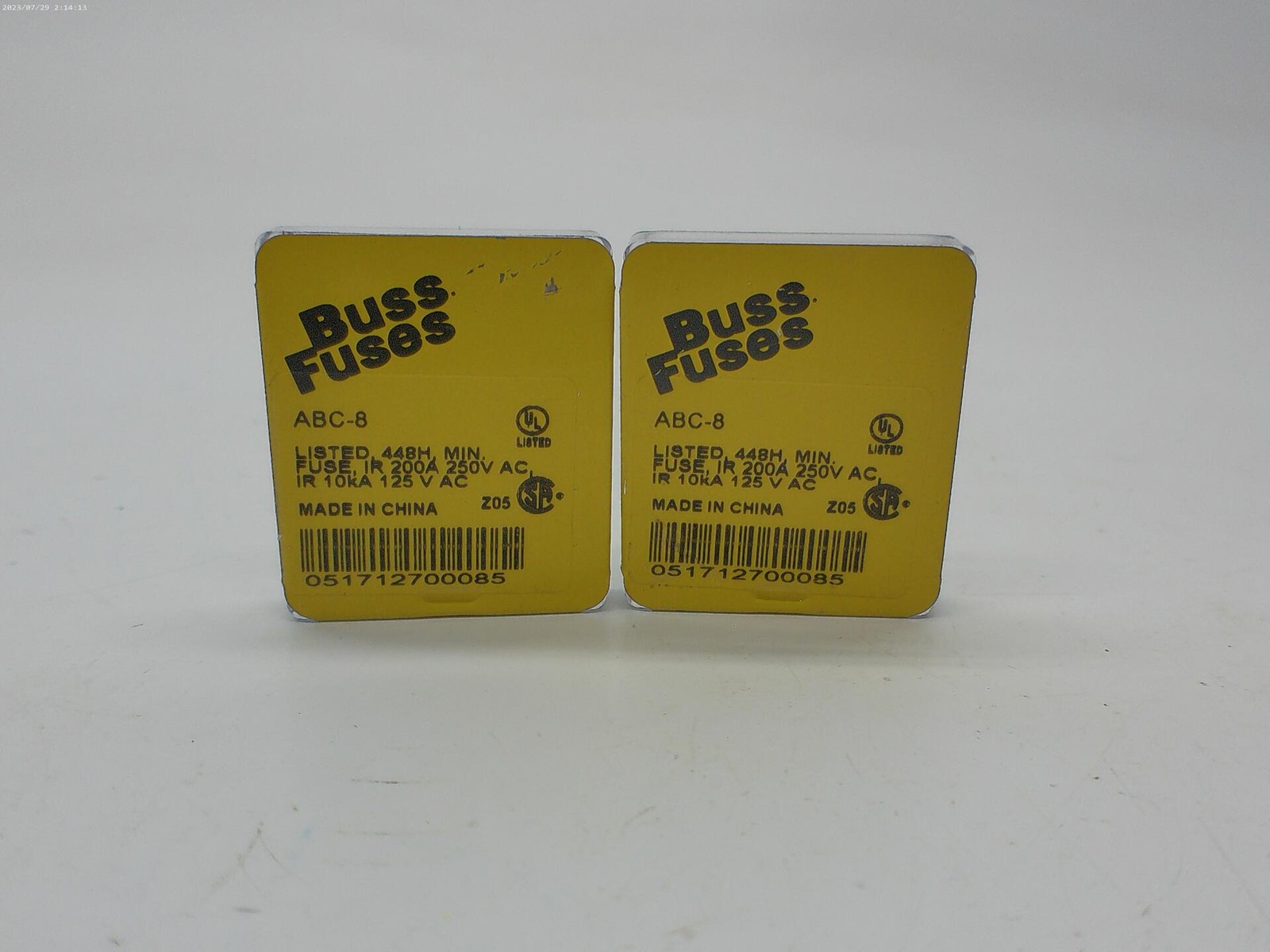 BUSSMANN ABC-8 FUSE LOT OF 2 PKG OF 5 NSMP