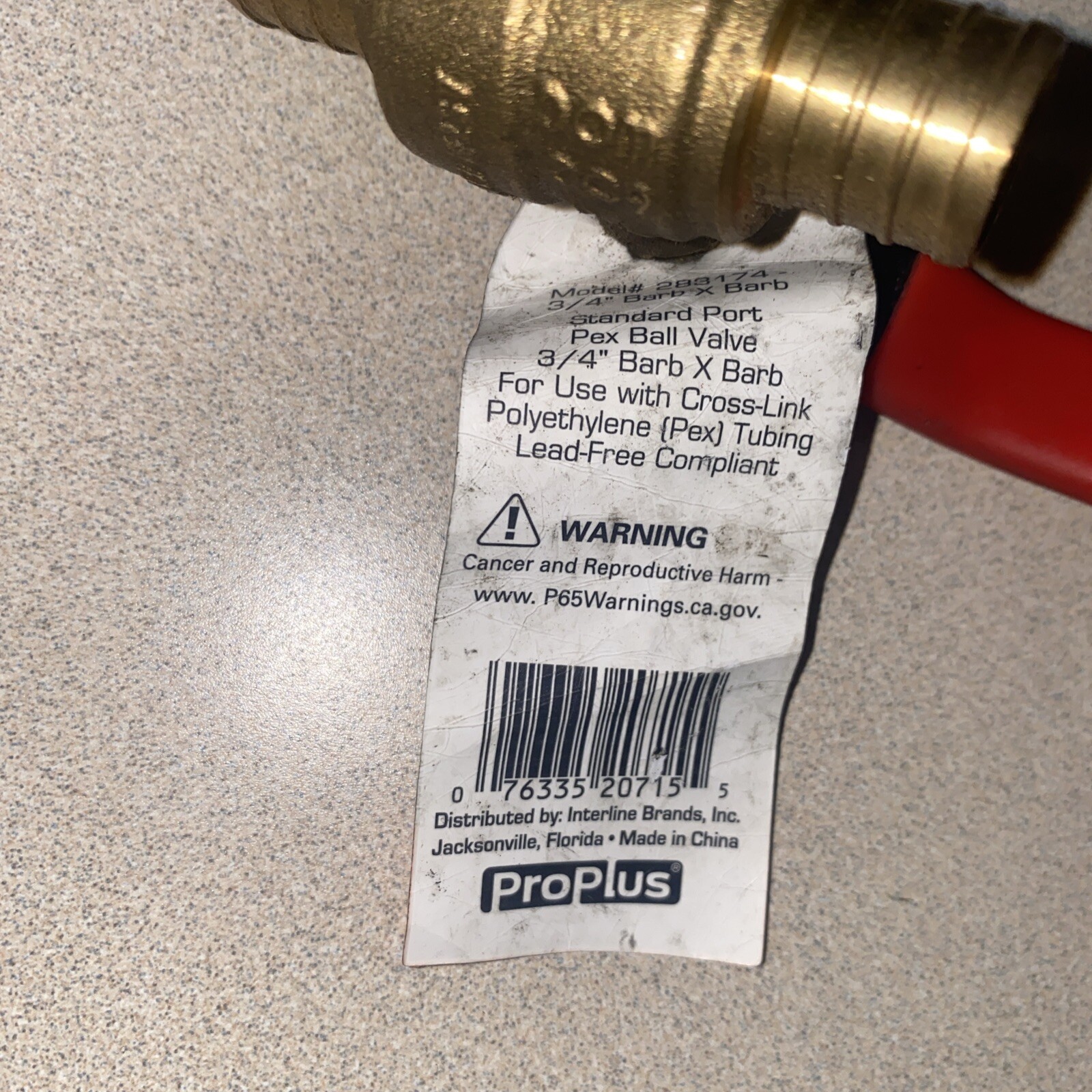 LOT OF 5 PROPLUS 283174 3/4″ PEX BALL VALVE BARB X BARB