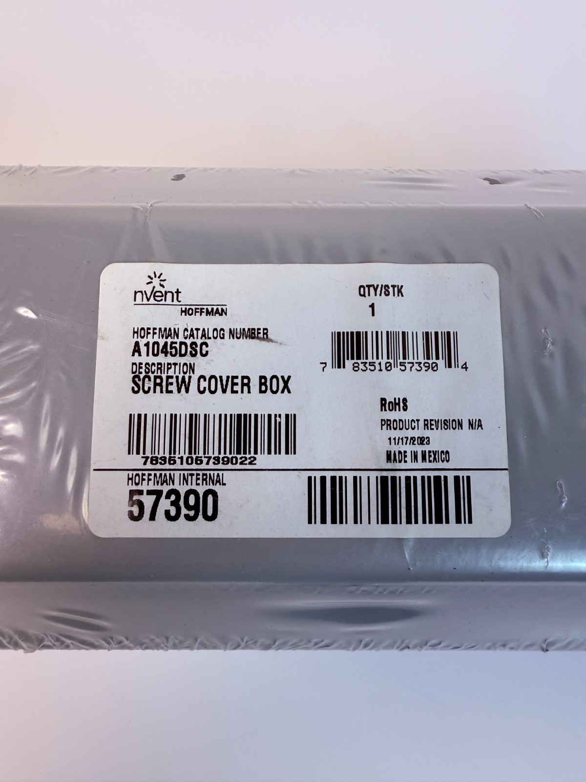 nVent Hoffman A1045DSC Contoured Steel Junction Box Dome Screw Cover Gray 10.25x
