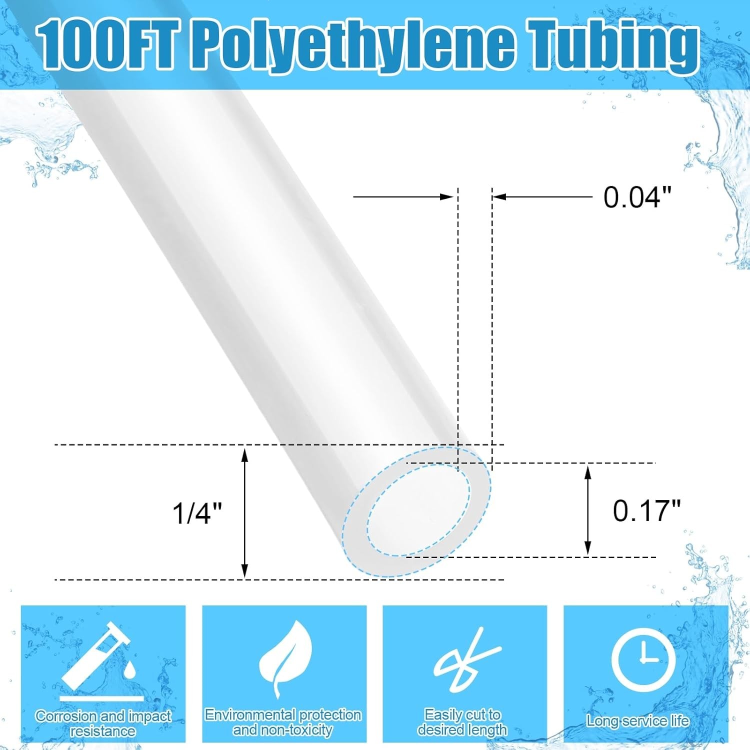 UDP T16004001 Natural Polyethylene Tubing .170ID X 1/4OD X 100 ft Dispenser Box