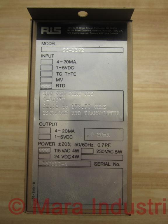 Rochester Instrument Systems SC-1372 RTD Transmitter