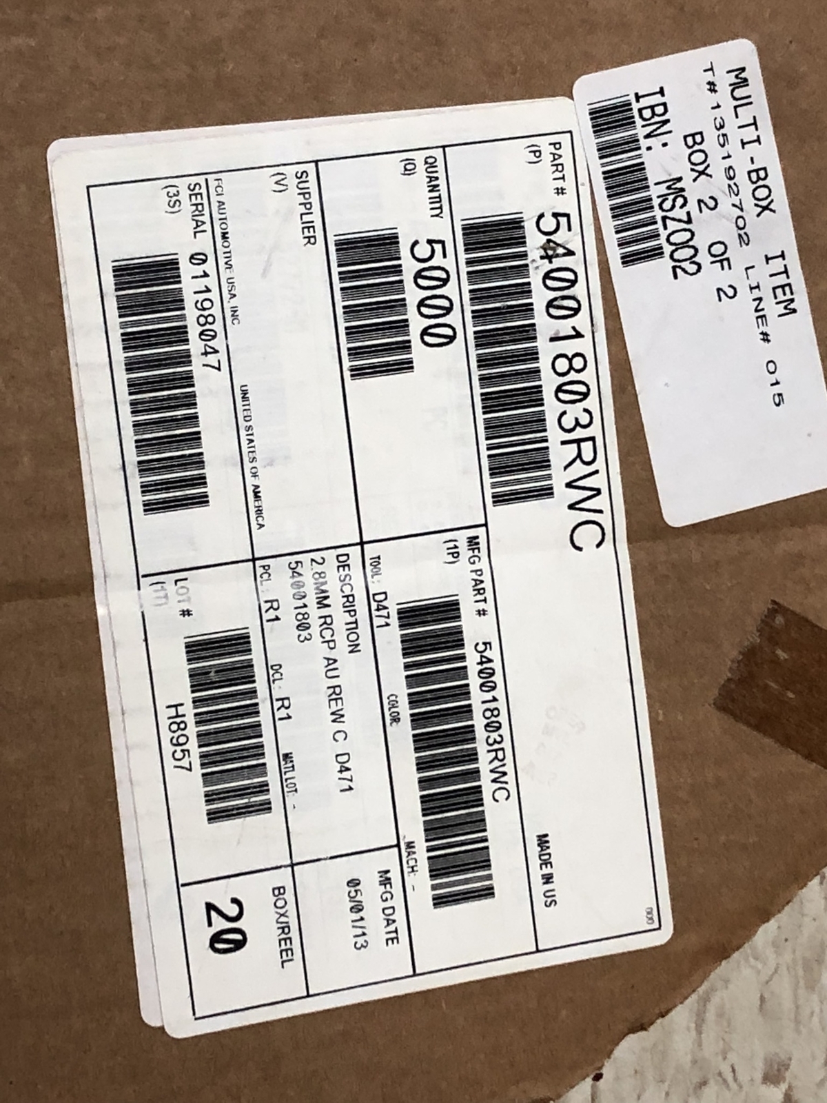 FCI 54001803RWC Qty of 55 per Lot 5 TERMS 54001803 FCI