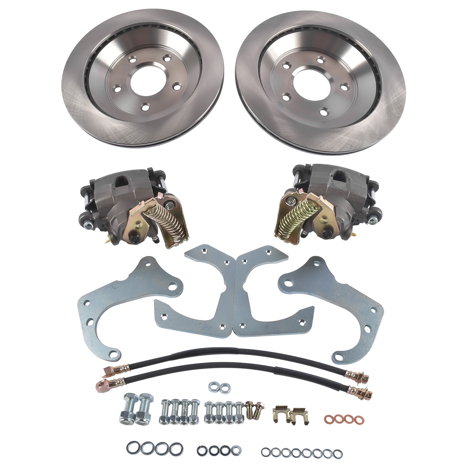 Rear Brake Disc Set for GM 7.5 In10 Bolt Bolt-On Rear Brake Kit w/ E-Brake Fits