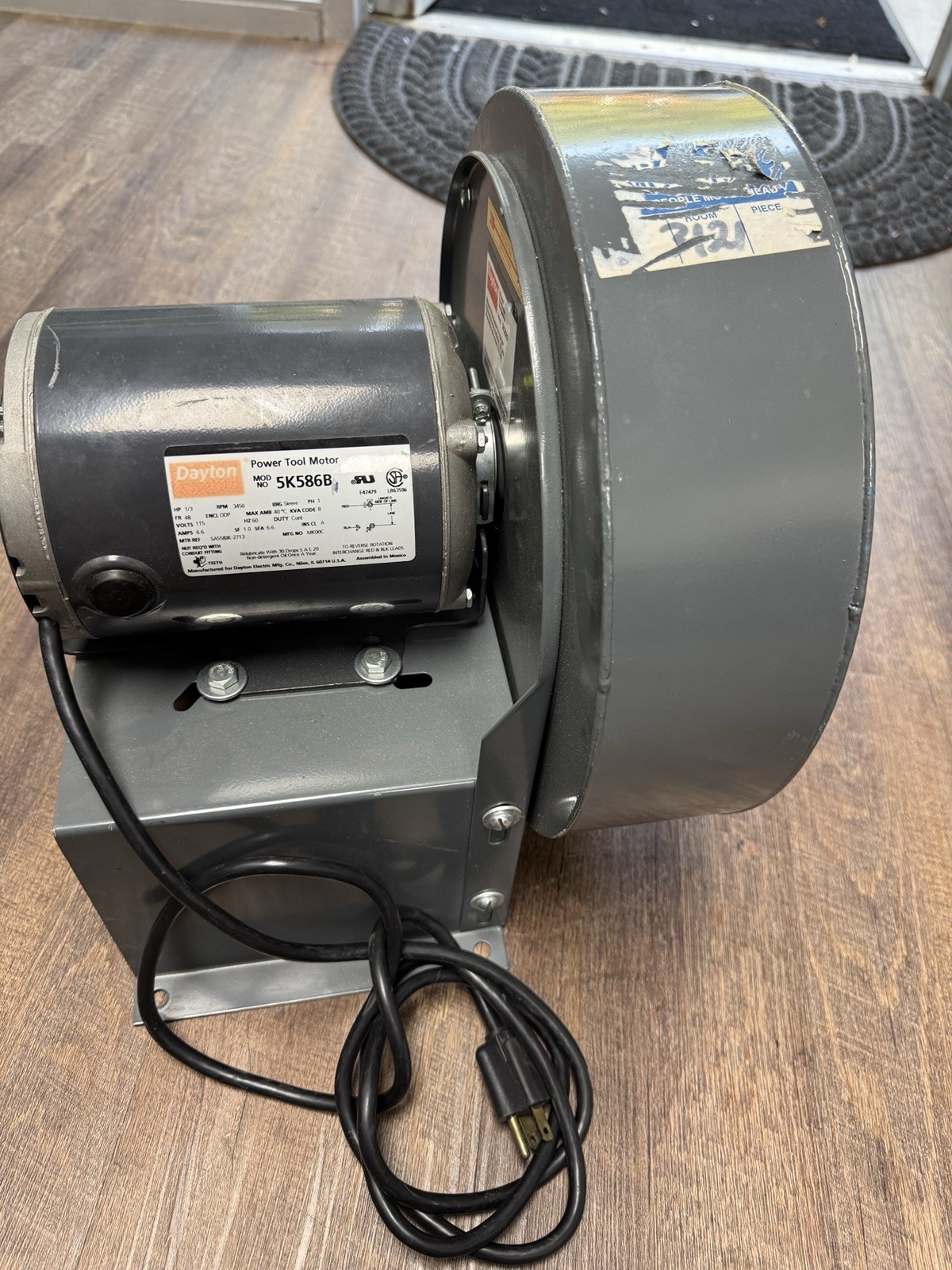 Dayton Power Tool Motor 2C820 Industrial High Pressure Blower 5K586B Motor 1/3Hp