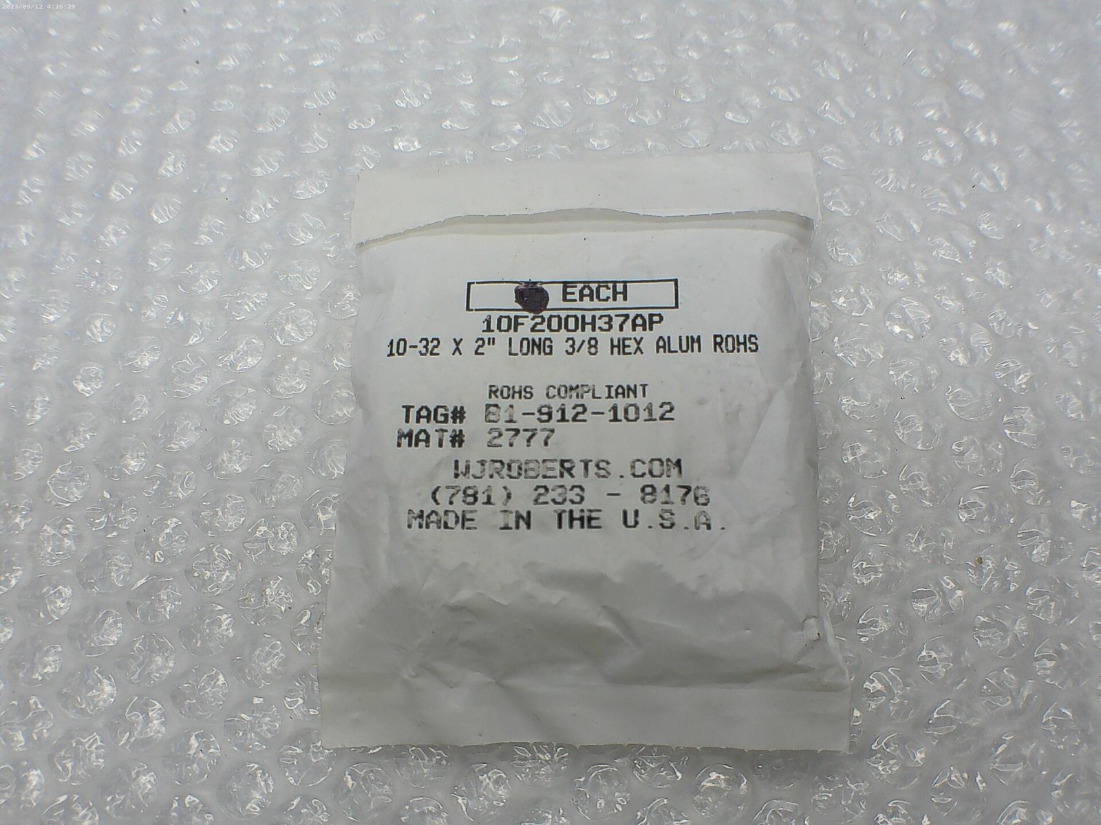 WJ ROBERTS 10F200H37AP STANDOFF F/F PKG OF 9 NSMP
