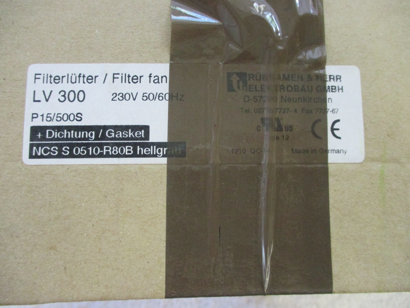 NIB RUBSAMEN & HERR Filter Fan 230V 50/60Hz LV 300 LV300 FACTORY SEALED BOX