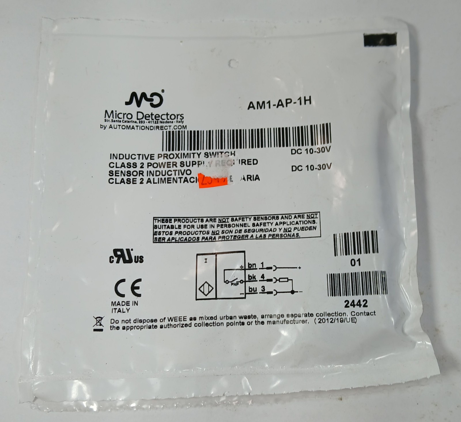 1 NEW MICRO DETECTORS AM1-AP-1H INDUCTIVE PROXIMITY SWITCH NNB ***MAKE OFFER***