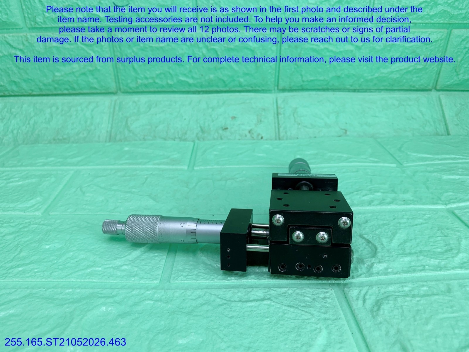 Del-Tron 451 Linear Positioning Stage&Micrometer as in photos, sn:9196, DHL
