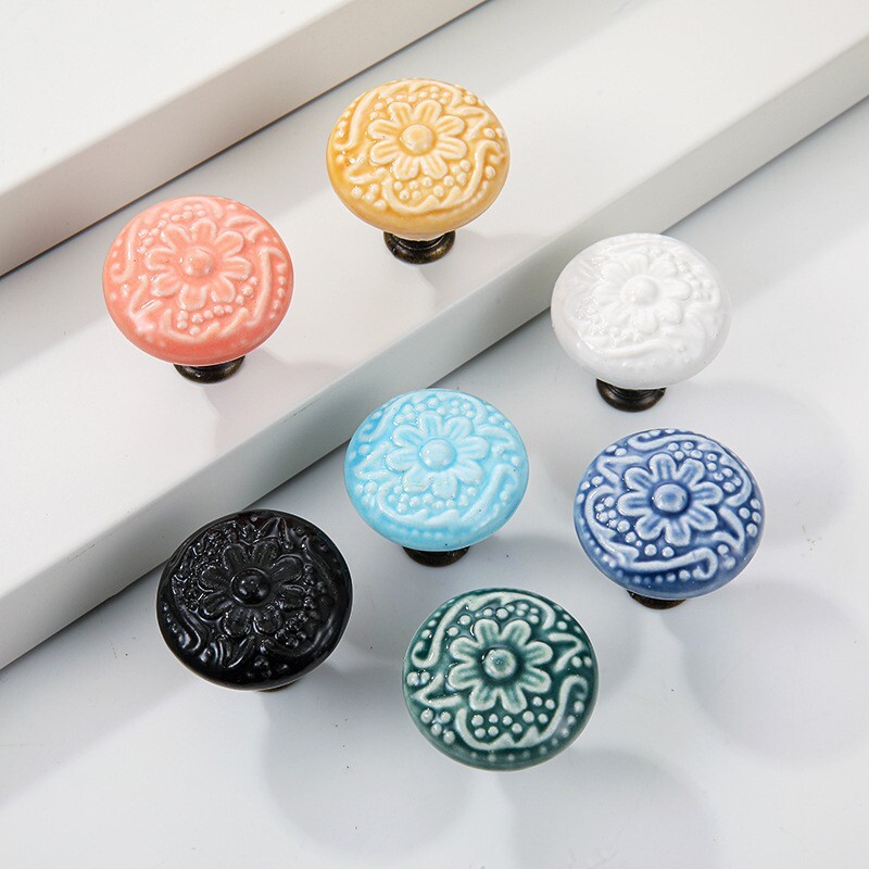 2Pcs 14x31x34mm Ceramic Drawer Knobs for Home Blue