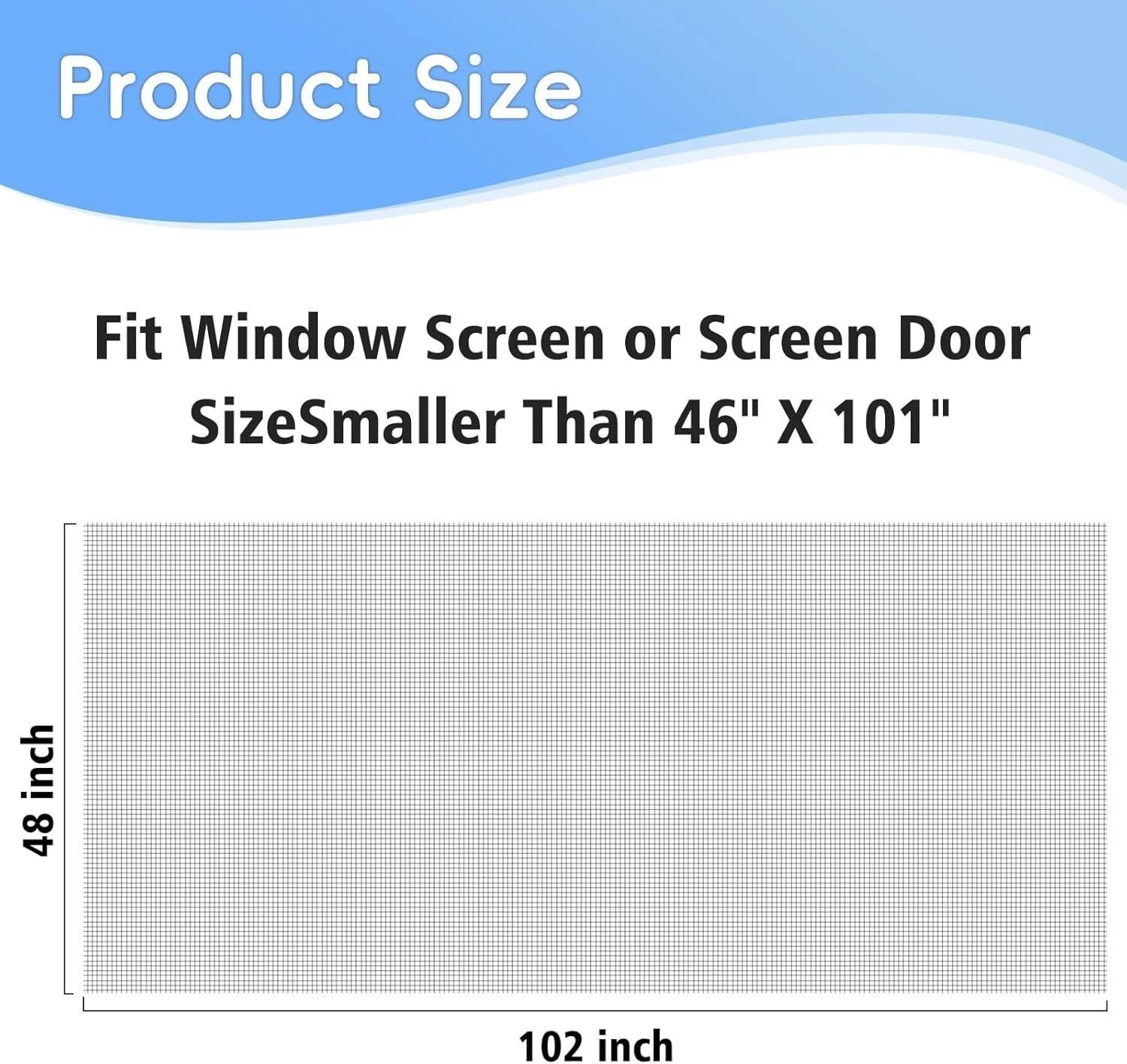 48×102 Fiberglass Window Screen Mesh Black Screen Door Patio Replacement