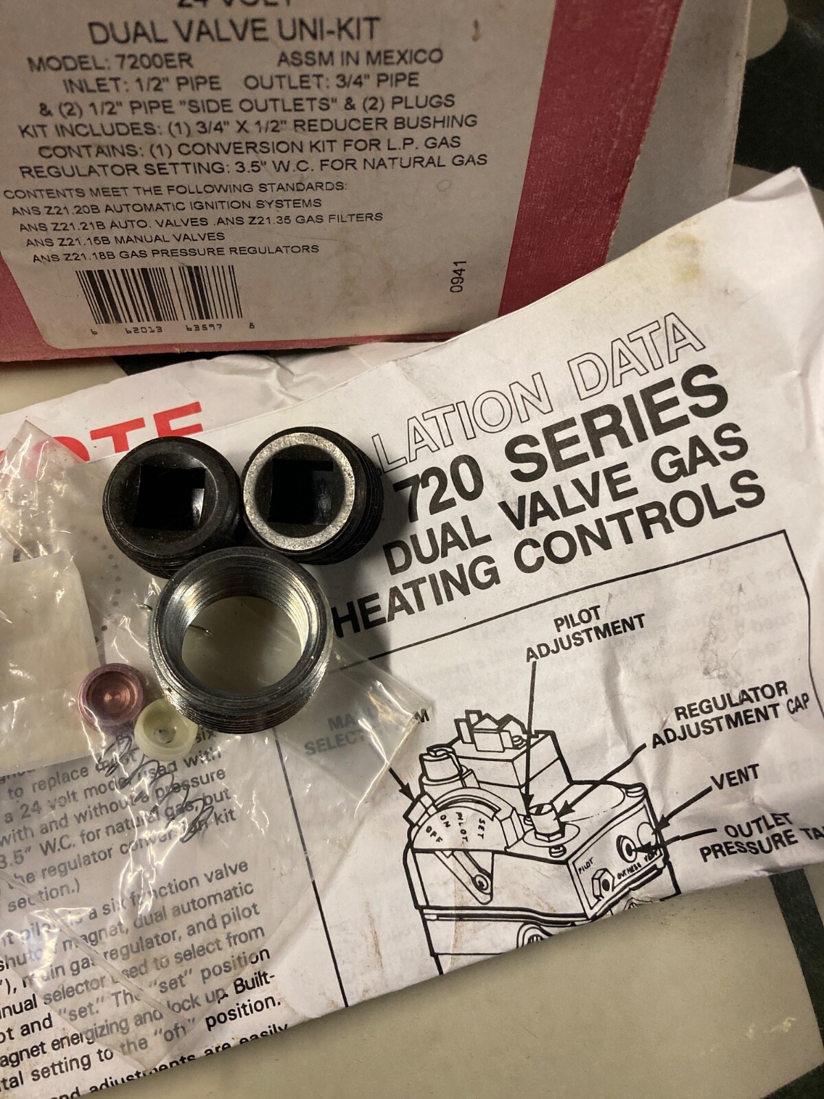 Robertshaw 720-402 Dual Valve Uni-Kit 24V Model 7200ER 7R4-R1B-001 L37-541