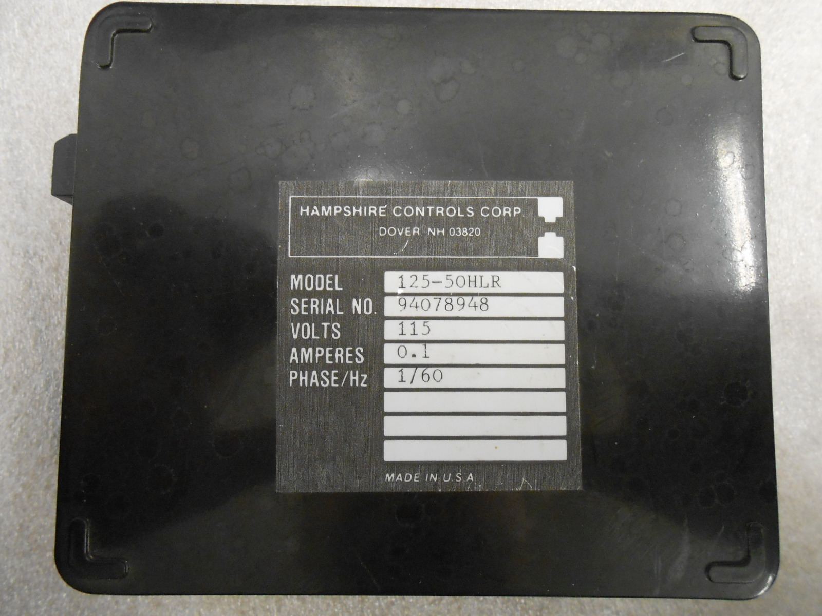 HAMPSHIRE CONTROLS CORP.MODEL 125, 125-50HLR TEMPERATURE ALARM