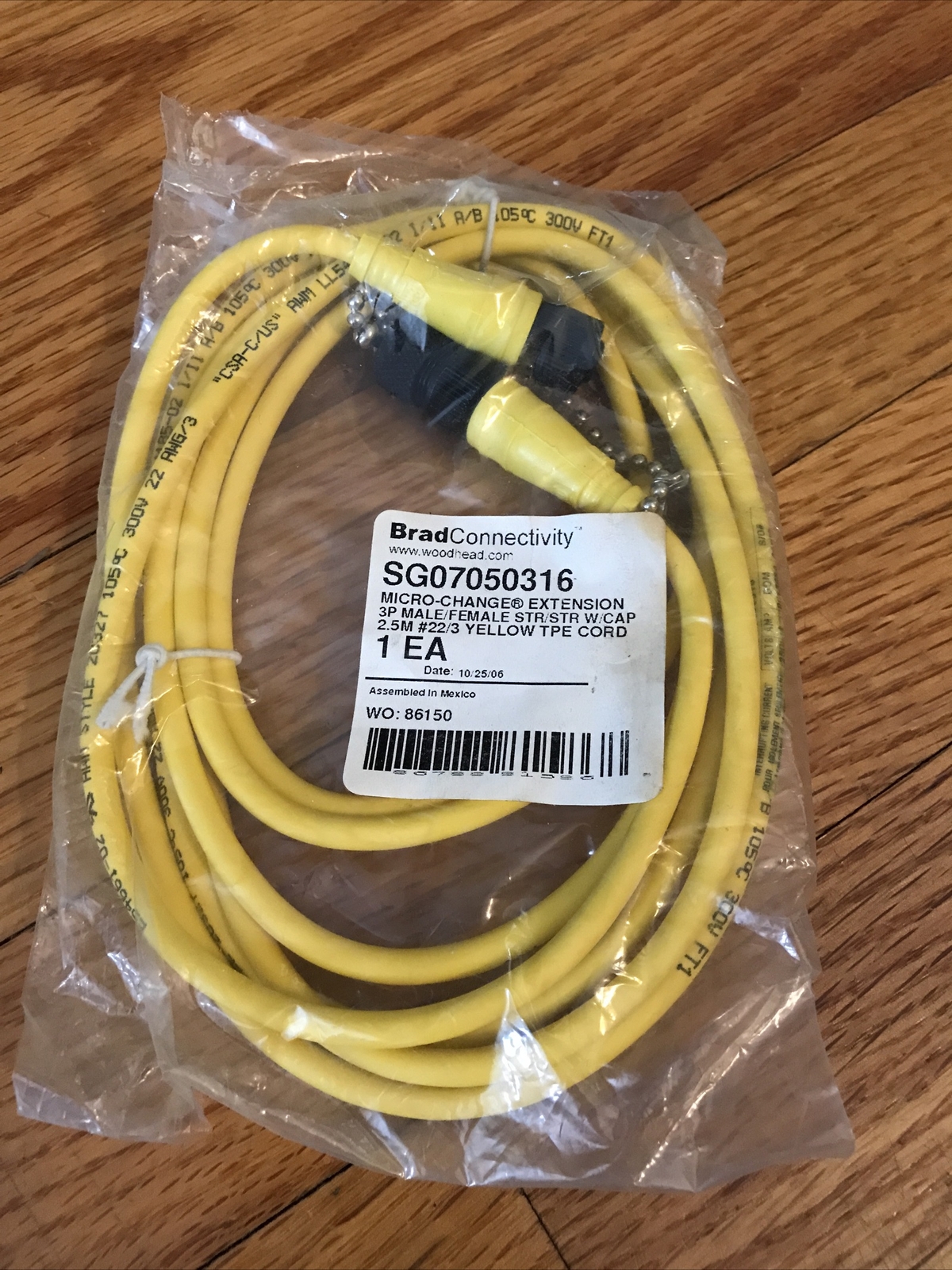 New SG07050316 Woodhead Brad Connectivity micro change extension cable 2.5M