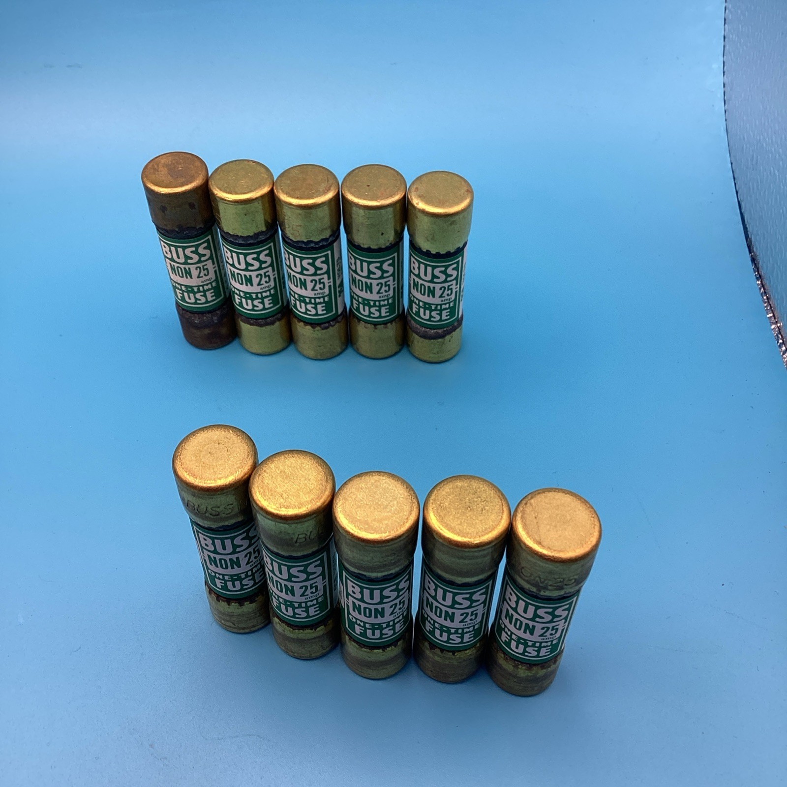 BUSS NON 25 One Time Fuses 250V Set Of 10 (used Open Box #1) Ships Free