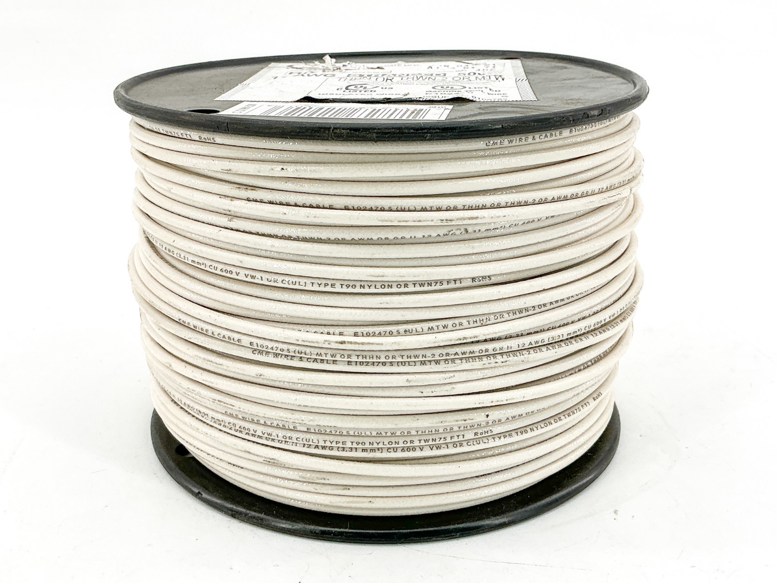 New CME E102470 12 AWG Stranded THHN OR THWN-2 OR MTW White 500ft