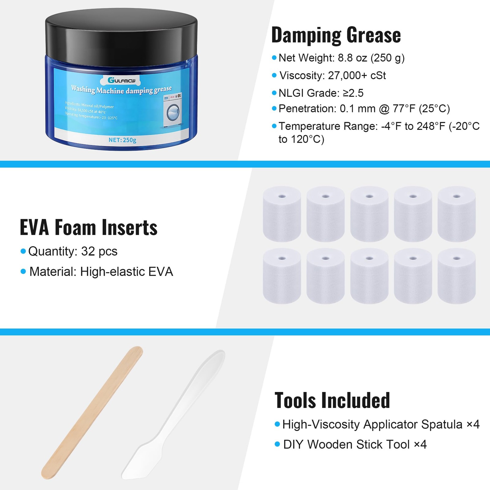 Washing Machine Damping Grease 250g Foam Inserts Vibration Noise Reduction