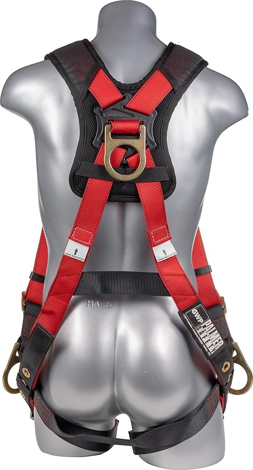 M Full Body Harness w/detachable 6′ Internal Shock Absorbing Lanyard, Rebar Hook