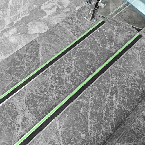 ZALNVEY 48-In Aluminum Stair Nosing Anti-Slip W/ Green Glow Strip 2-Pack