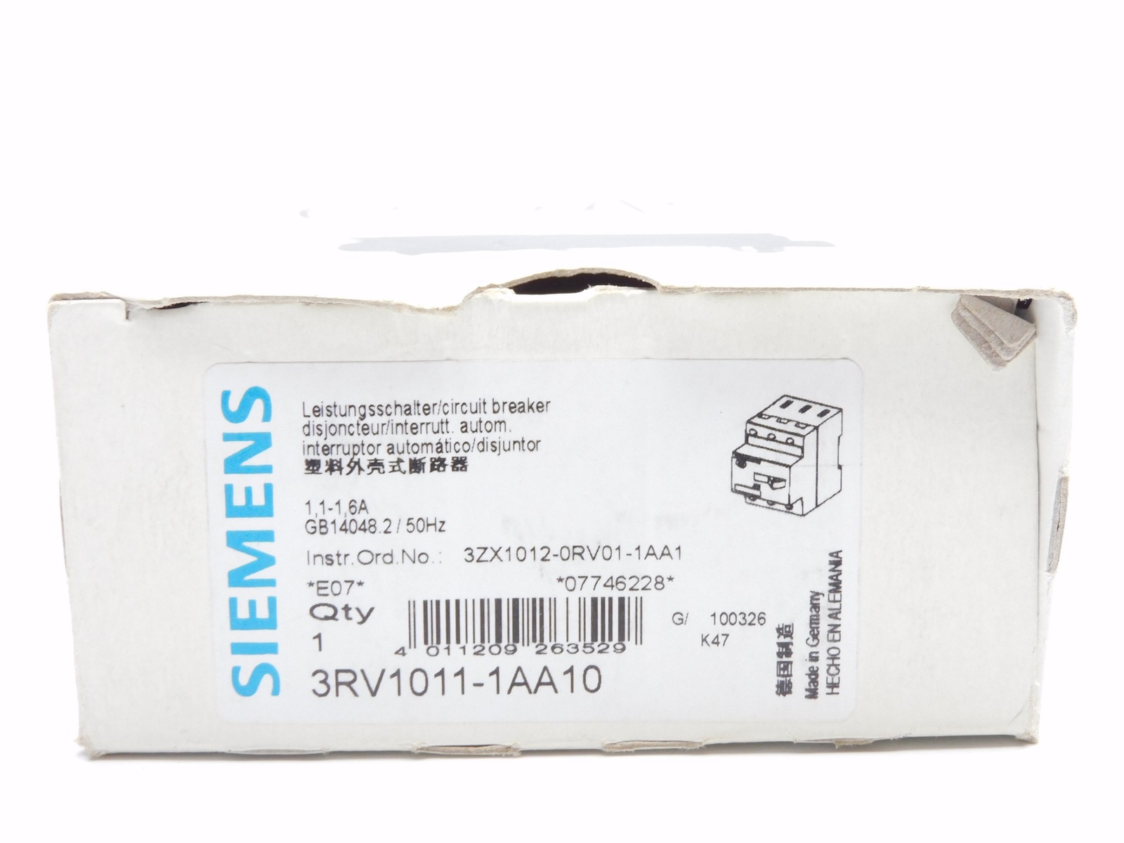 SIEMENS 3RV1011-1AA10 690V 1.1-1.6A NSMP