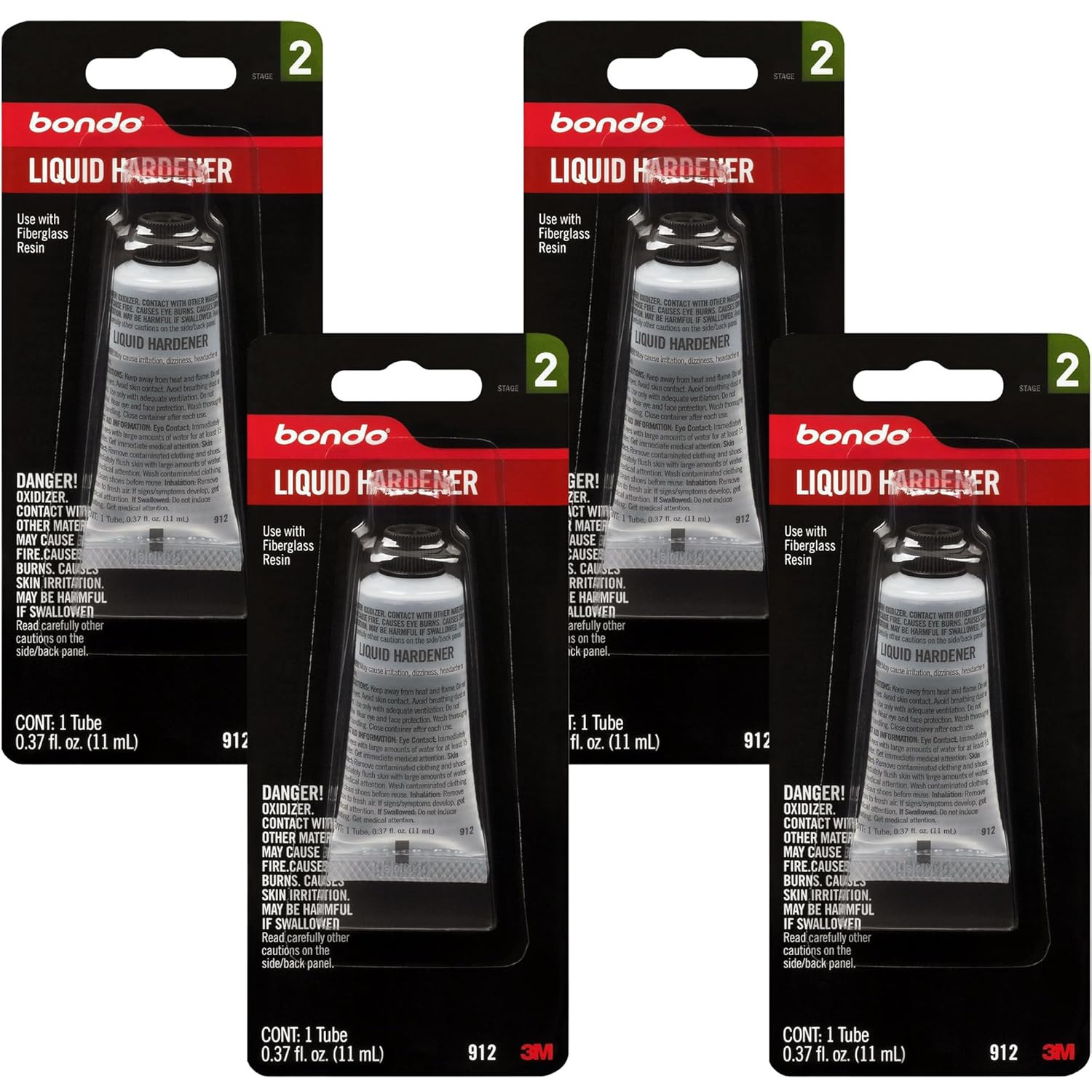Bondo Liquid Hardener 1 Tube 0.37 Fl Oz., Use with Fiberglass Resin for Auto and