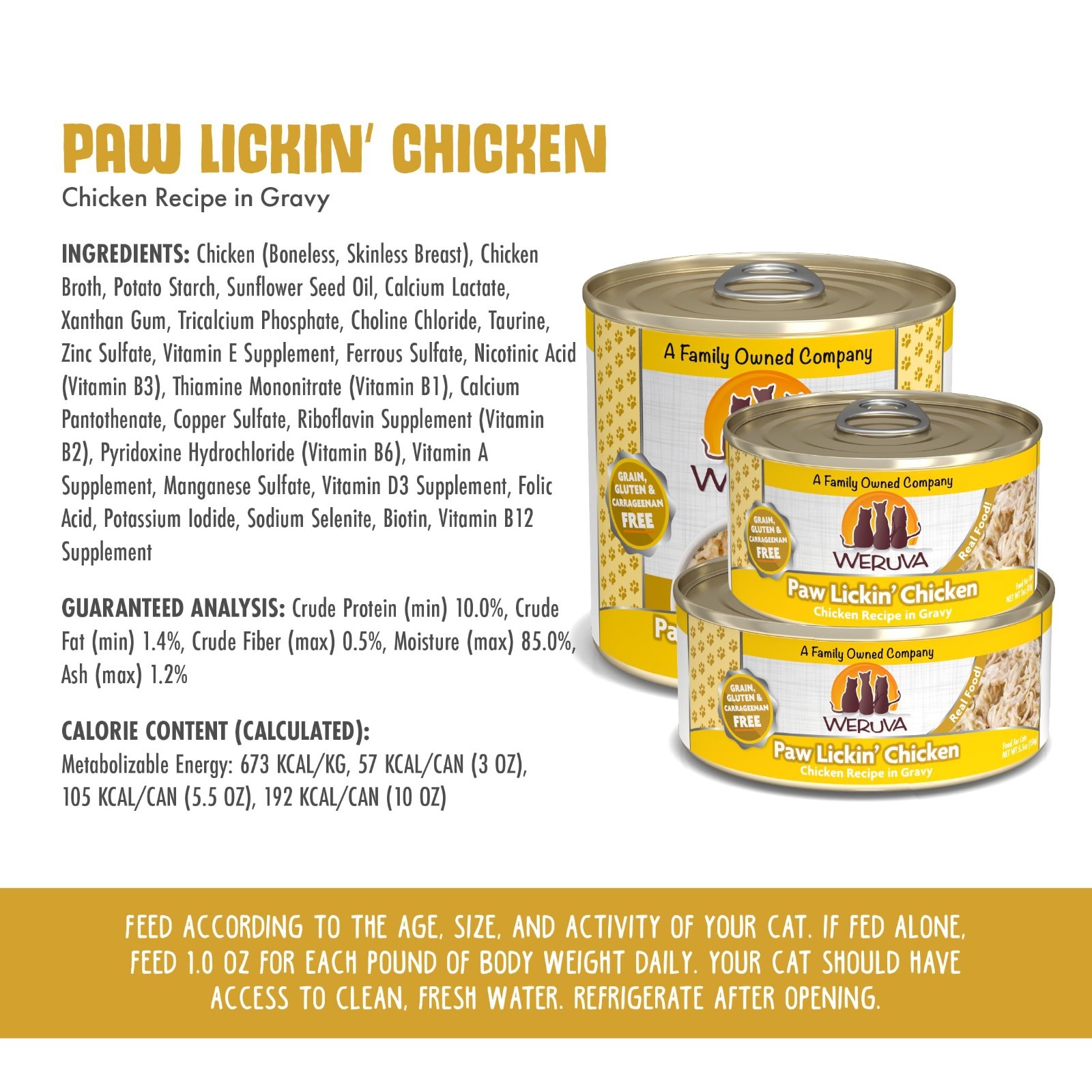 Weruva Classic Cat Food,Paw Lickin’ Chicken w/Chicken Breast in Gravy,10oz-24pk