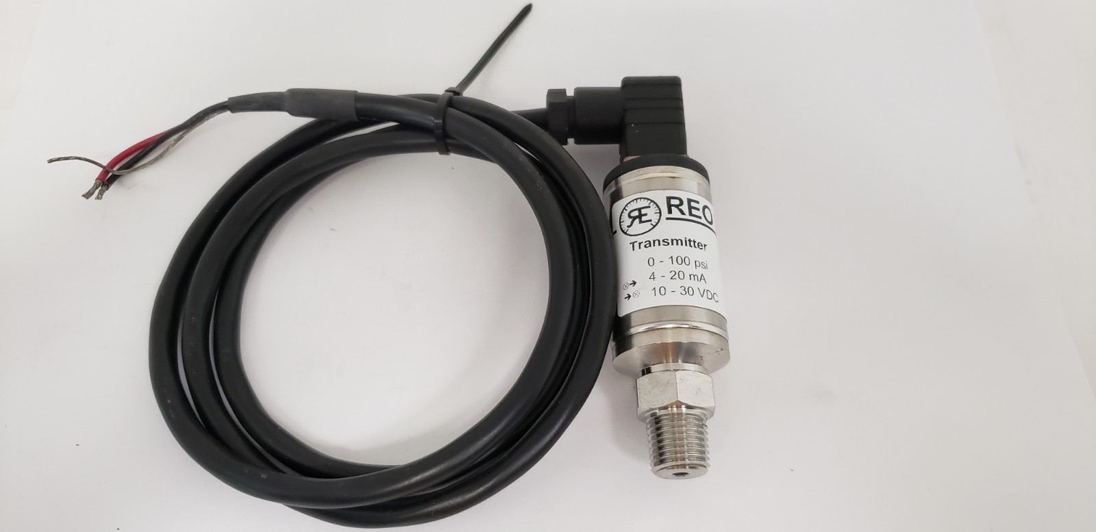 REOTEMP TG1-P18-2A4A PRESSURE TRANSMITTER, 0-100 PSI, 10-30VDC, 4-20mA, NNB