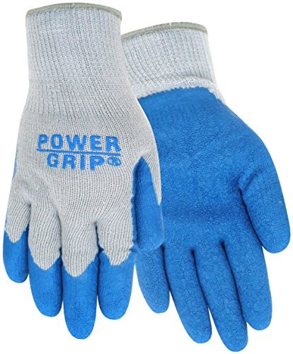 Red Steer A300-M Power Grip Work Gloves Medium Blue Rubber Palm Poly/Cotton