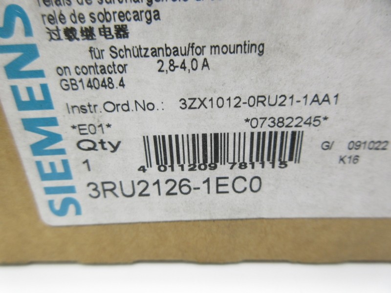 SIEMENS 3RU2126-1EC0 2.8-4.0A NSMP