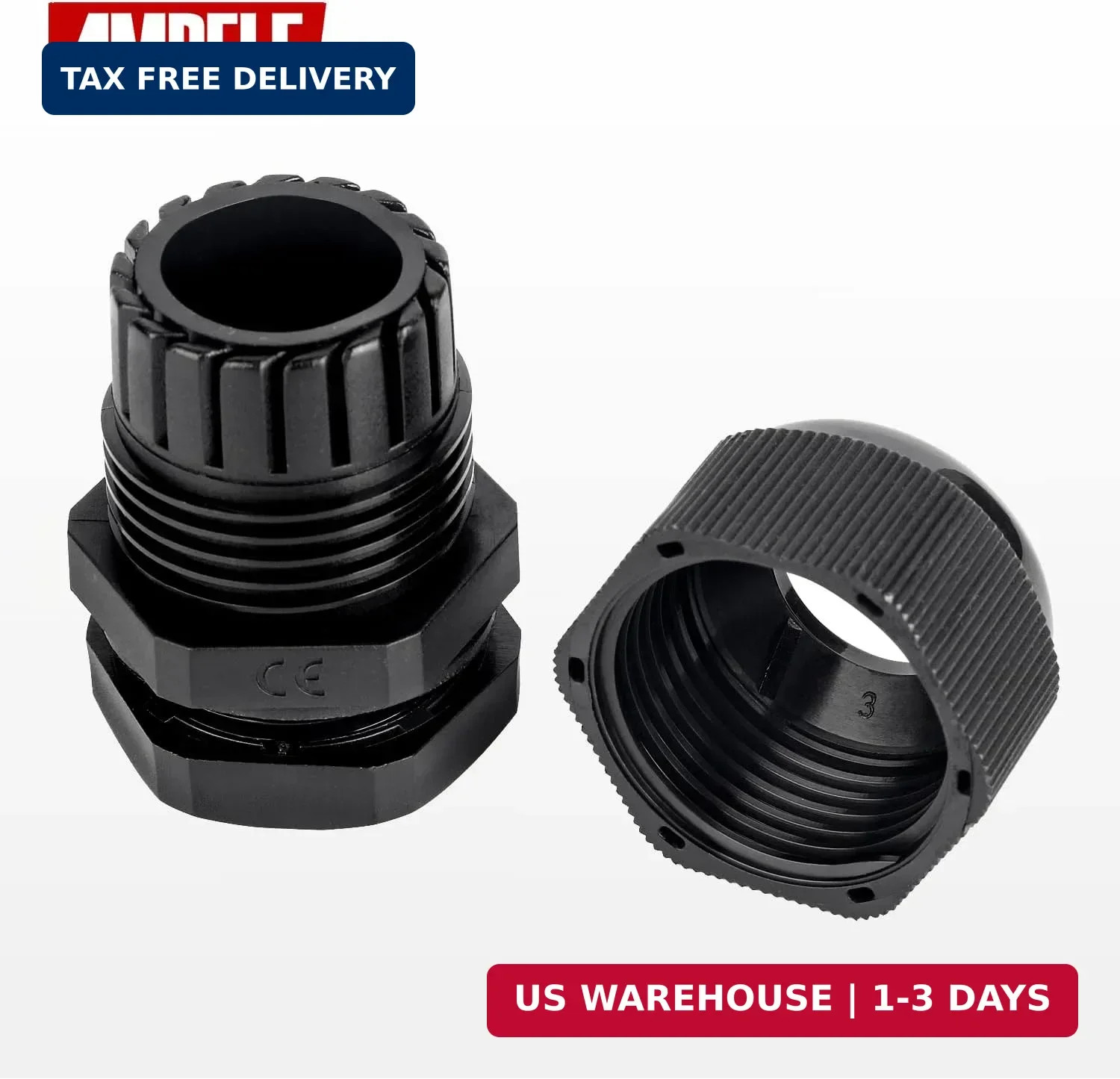 20 Pack 1/2” NPT Cable Gland Waterproof Adjustable 6-12mm/0.24-0.47inch Nylon C